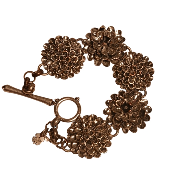 Lucky Brand Silver Toned Metal Floral Bracelet 8 inches in length see ad Y2K - Picture 1 of 4
